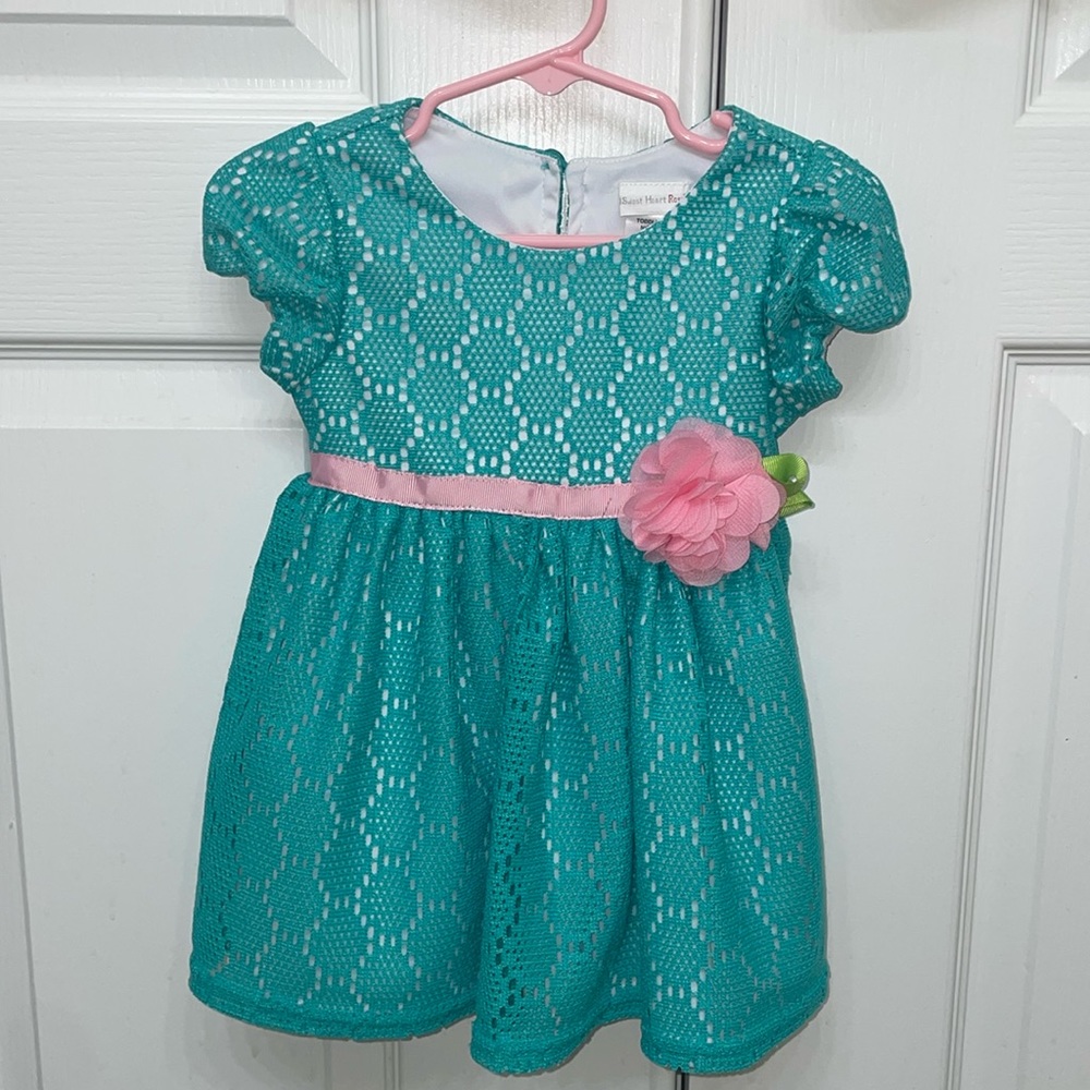 Turquoise Netting Print Dress